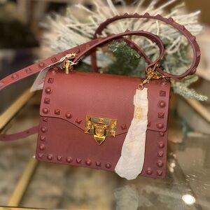 Studded Burgundy Handbag